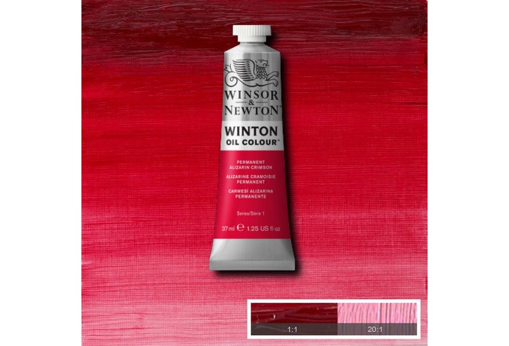 Выкраска масляной краски Winton Малиновый ализарин перманентный (Permanent Alizarin)