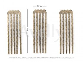 Металлический гребень для волос узкий, античная бронза, 3 шт